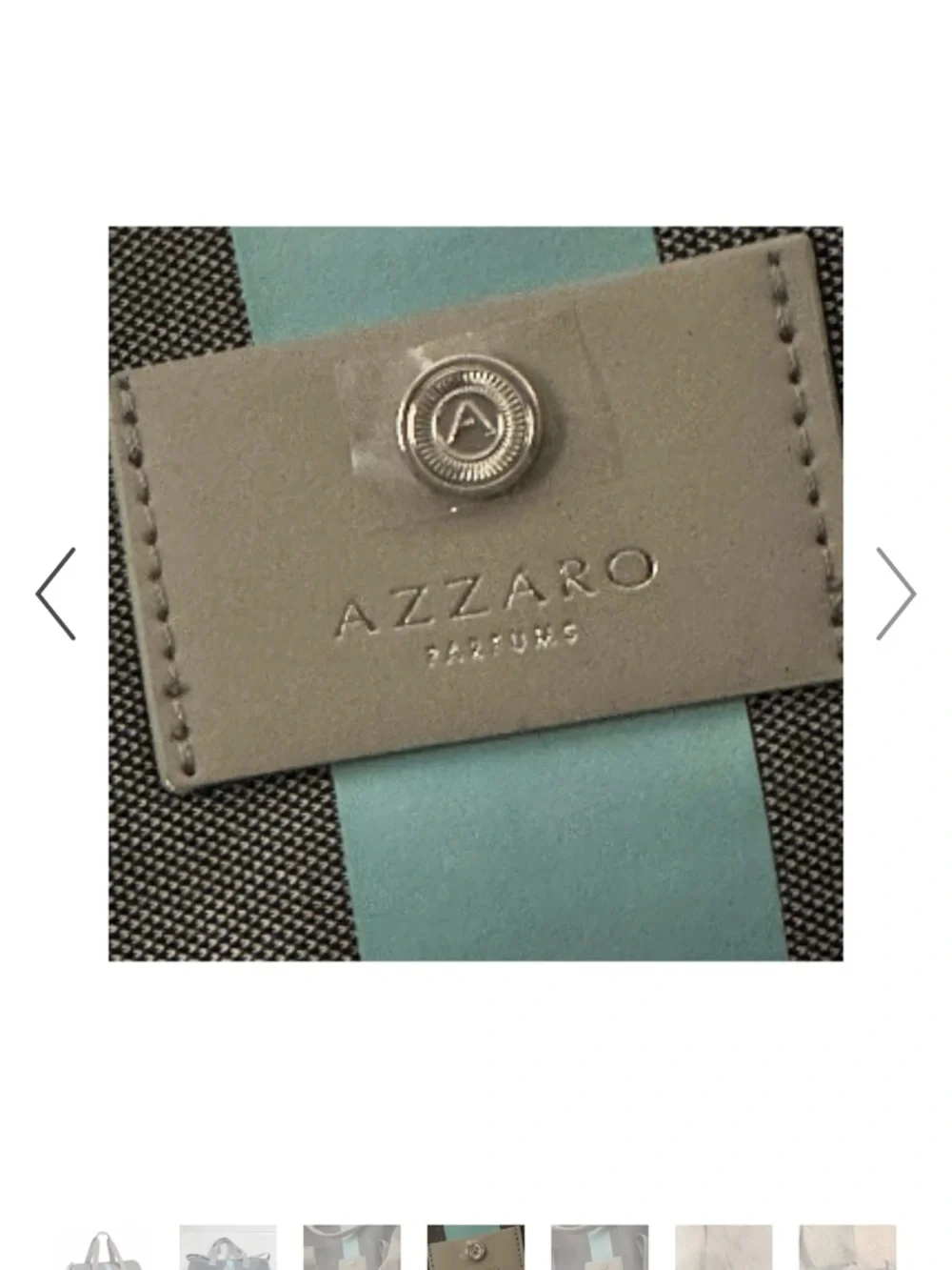 Azzaro Gray Duffel Bag with Light Blue Stripe - Men’s Travel Carryall